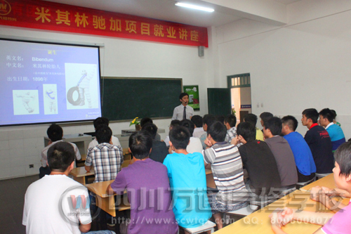 学生们细心聆听黄经理的讲解
