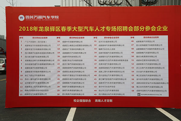2018成都万通大型招聘会招聘单位目录